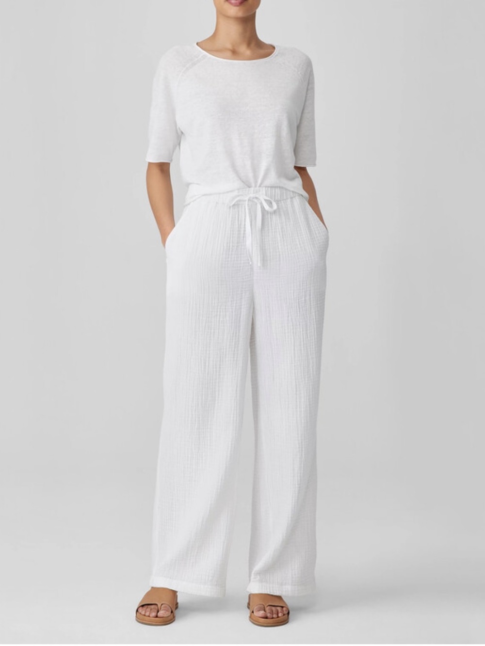 Eileen Fisher Organic Cotton Lofty Gauze Straight Pant-NWT-size 1X - Picture 2 of 8